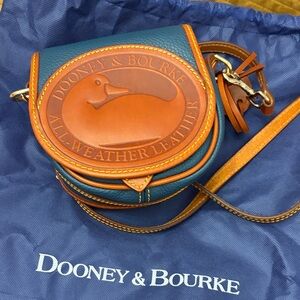 Dooney & Bourke Blue and Brown Leather Crossbody Bag
